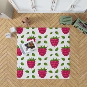 Raspberry And Leaves Pattern Rug