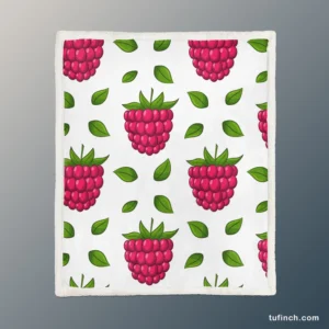 Raspberry And Leaves Pattern Sherpa Fleece Blanket 1