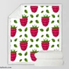 Raspberry And Leaves Pattern Sherpa Fleece Blanket