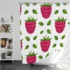 Raspberry And Leaves Pattern Shower Curtain