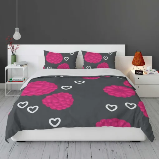 Raspberry Love Pattern Bedding Set 1