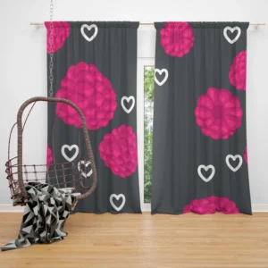 Raspberry Love Pattern Curtain