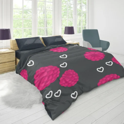 Raspberry Love Pattern Duvet Cover 1