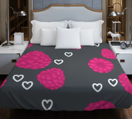 Raspberry Love Pattern Duvet Cover