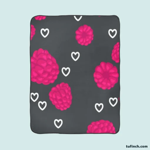 Raspberry Love Pattern Fleece Blanket 1