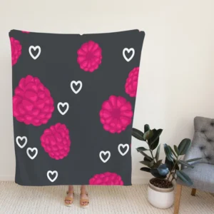 Raspberry Love Pattern Fleece Blanket