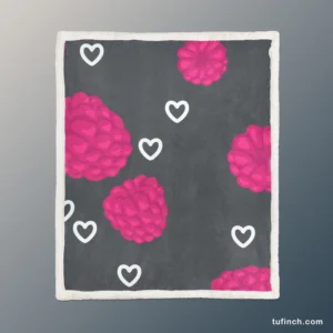 Raspberry Love Pattern Sherpa Fleece Blanket 1