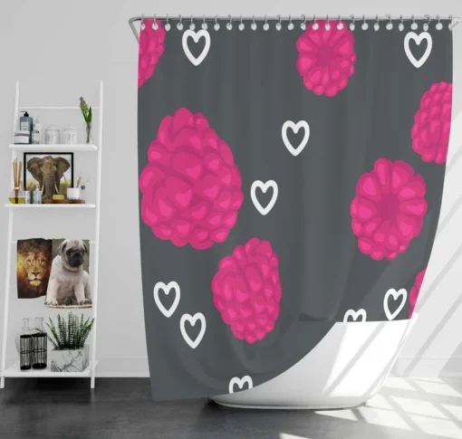 Raspberry Love Pattern Shower Curtain