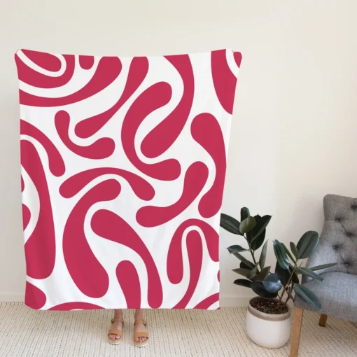 Raspberry Pink Swirl Design Fleece Blanket