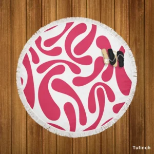 Raspberry Pink Swirl Design Round Beach Towel