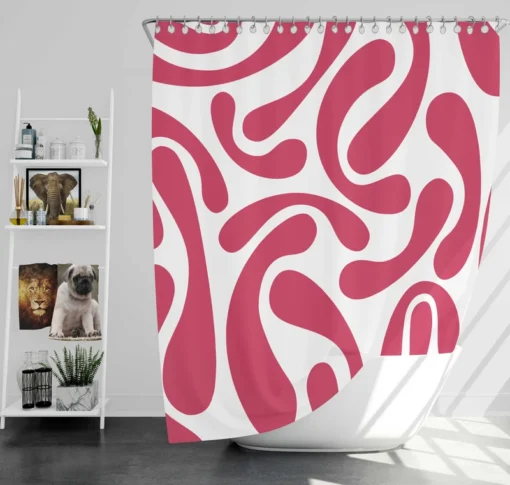 Raspberry Pink Swirl Design Shower Curtain