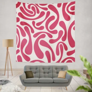 Raspberry Pink Swirl Design Wall Tapestry