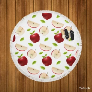 Realistic Apple Slices Apple Round Beach Towel