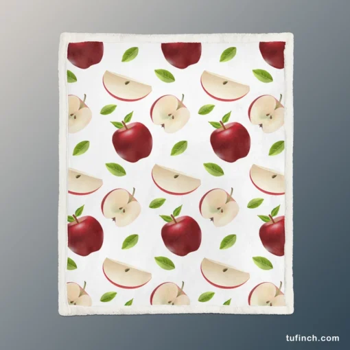 Realistic Apple Slices Apple Sherpa Fleece Blanket 1