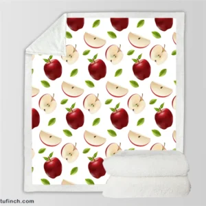 Realistic Apple Slices Apple Sherpa Fleece Blanket