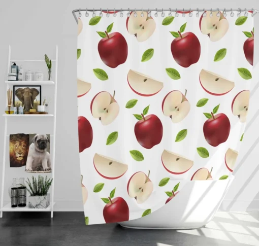 Realistic Apple Slices Apple Shower Curtain