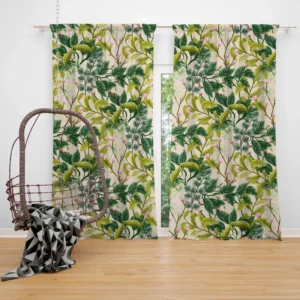 Realistic Flower Leaves Background Curtain