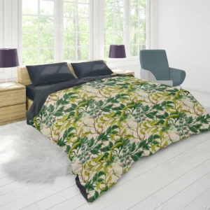 Realistic Flower Leaves Background Duvet Cover 1