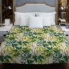 Realistic Flower Leaves Background Duvet Cover