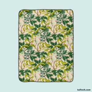 Realistic Flower Leaves Background Fleece Blanket 1