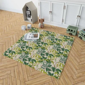 Realistic Flower Leaves Background Rug 1