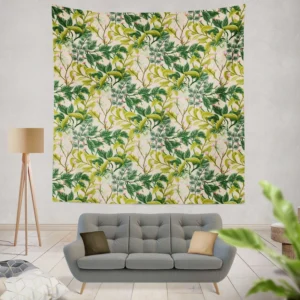 Realistic Flower Leaves Background Wall Tapestry