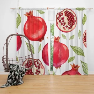 Realistic Pomegranate Fruit Print Curtain