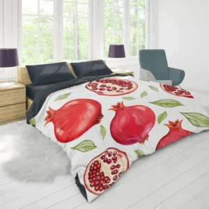 Realistic Pomegranate Fruit Print Duvet Cover 1