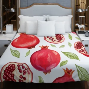 Realistic Pomegranate Fruit Print Duvet Cover