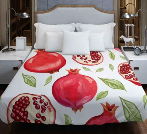 Realistic Pomegranate Fruit Print Duvet Cover