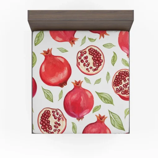 Realistic Pomegranate Fruit Print Fitted Sheet