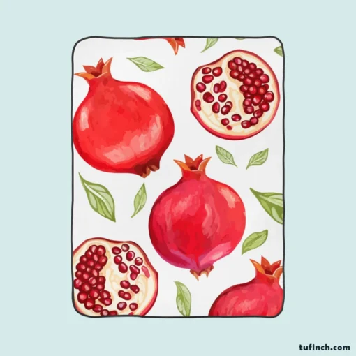 Realistic Pomegranate Fruit Print Fleece Blanket 1