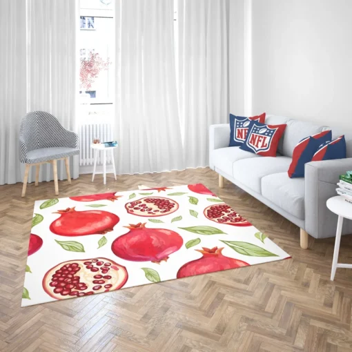 Realistic Pomegranate Fruit Print Rug 2