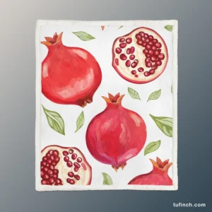 Realistic Pomegranate Fruit Print Sherpa Fleece Blanket 1