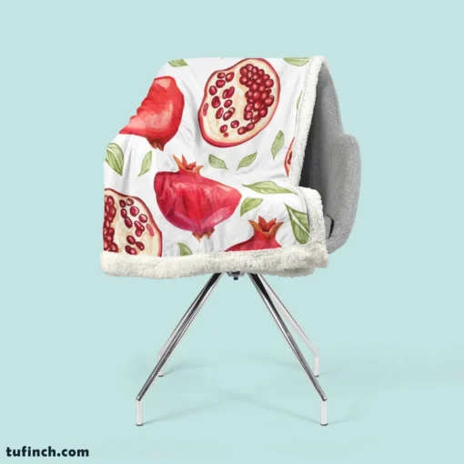 Realistic Pomegranate Fruit Print Sherpa Fleece Blanket 2