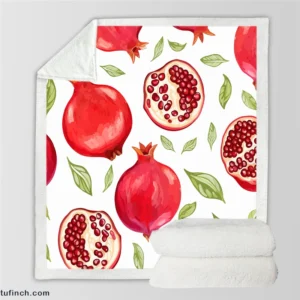 Realistic Pomegranate Fruit Print Sherpa Fleece Blanket