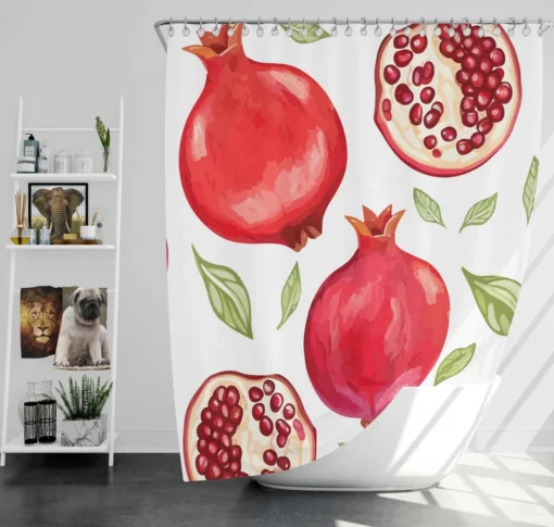 Realistic Pomegranate Fruit Print Shower Curtain