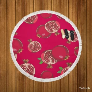 Realistic Pomegranate Fruit Round Beach Towel