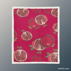 Realistic Pomegranate Fruit Sherpa Fleece Blanket 1