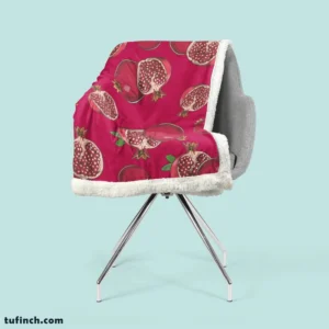 Realistic Pomegranate Fruit Sherpa Fleece Blanket 2