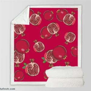 Realistic Pomegranate Fruit Sherpa Fleece Blanket