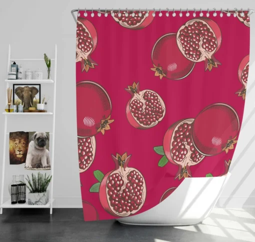 Realistic Pomegranate Fruit Shower Curtain