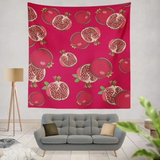 Realistic Pomegranate Fruit Wall Tapestry