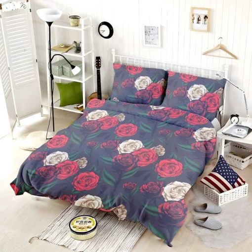 Realistic Roses Print Bedding Set