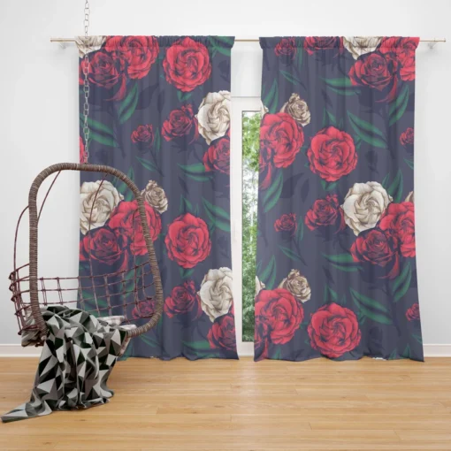 Realistic Roses Print Curtain