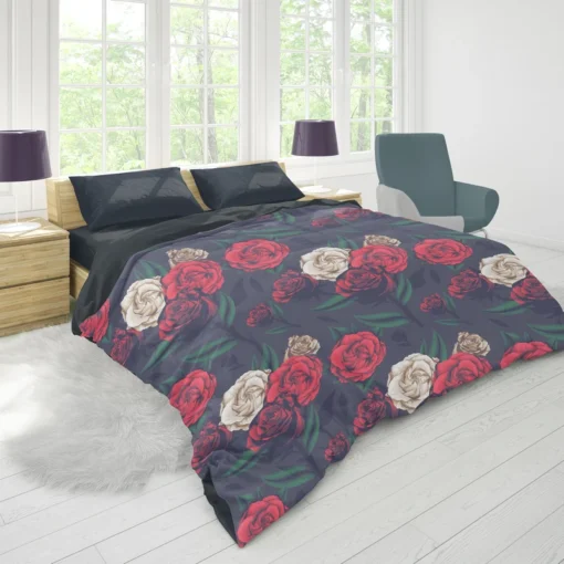 Realistic Roses Print Duvet Cover 1