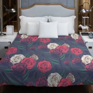 Realistic Roses Print Duvet Cover