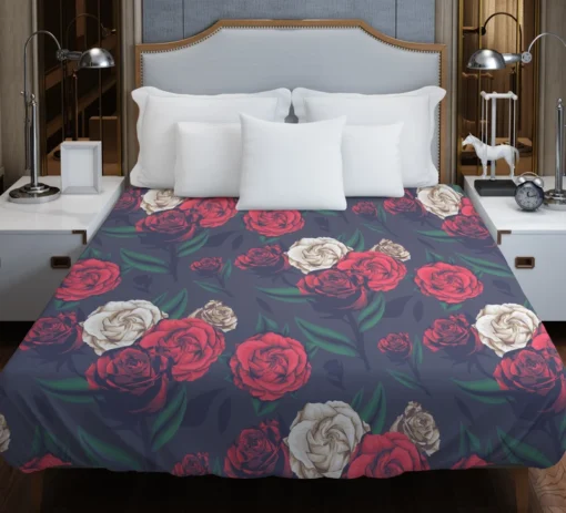 Realistic Roses Print Duvet Cover