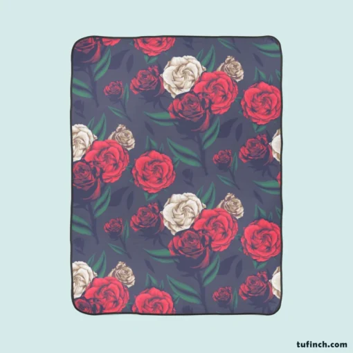 Realistic Roses Print Fleece Blanket 1