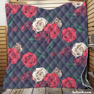 Realistic Roses Print Quilt Blanket